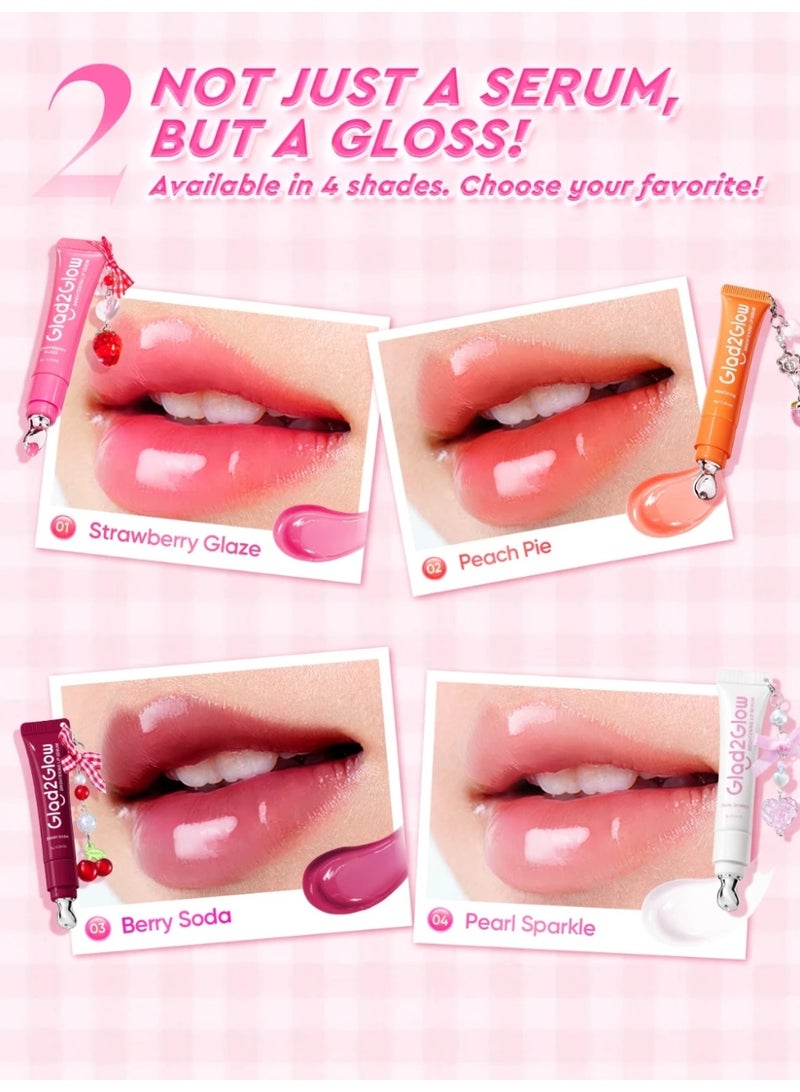 GLAD2GLOW Brightening Charm Lip Serum 01 Strawberry Glaze & Peach Pie 7g Each (Set of 2) - Image 3